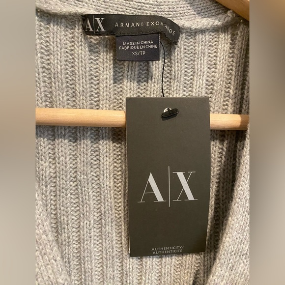 BNWT A/X Armani Exchange cotton/wool blend vest with Angora Fur panels - Picture 3 of 7